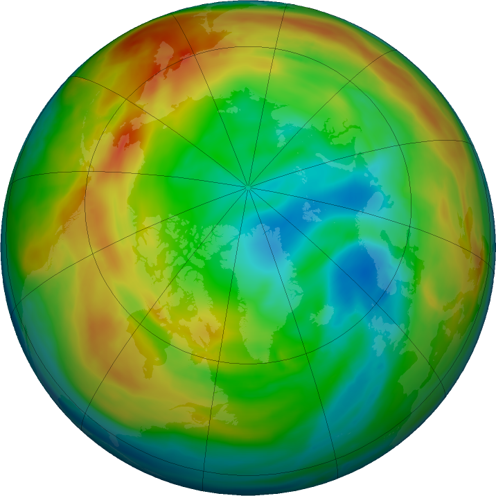 Arctic ozone map for 07 January 2020